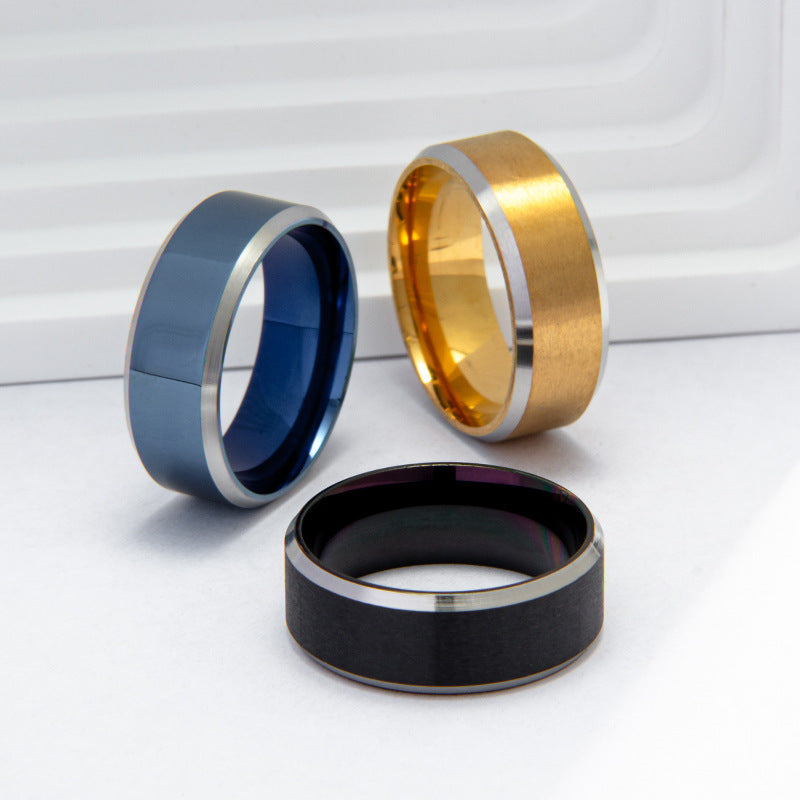 Men's Fashion Titanium Steel Sier Simple Personality Rings