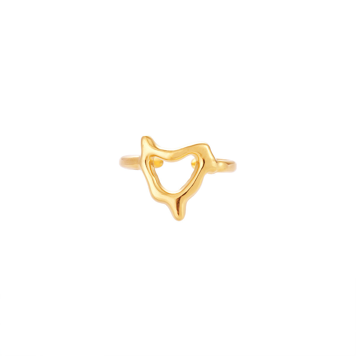 Liquid Shaped Love Heart-shaped Sweet Fairy Style Small Open Stainless Ring