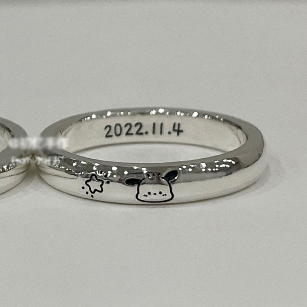 Cute Pacha Dog Female Sweet Hello Kitty Couple Pair Rings