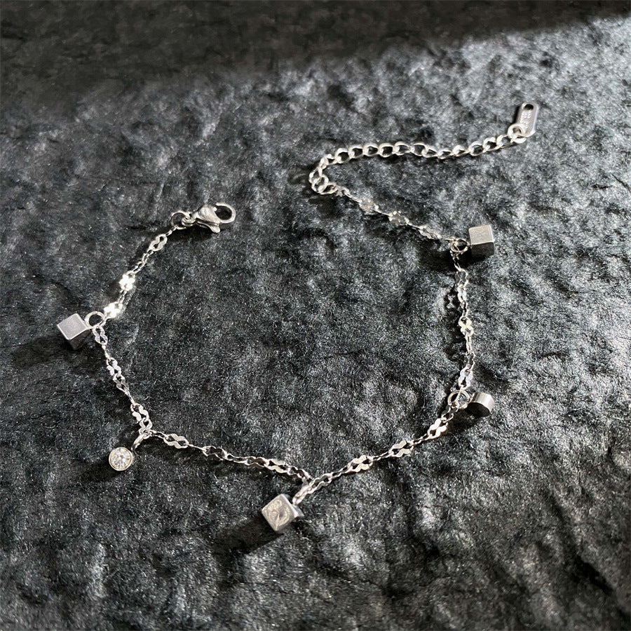 Electroplated Titanium Steel Light Luxury Female Butterfly Clover Roman Niche Bracelets