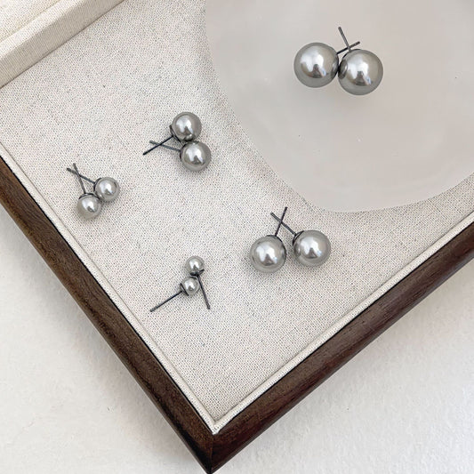 Women's Pin White Black Red Gray Pearl Fashionable Earrings