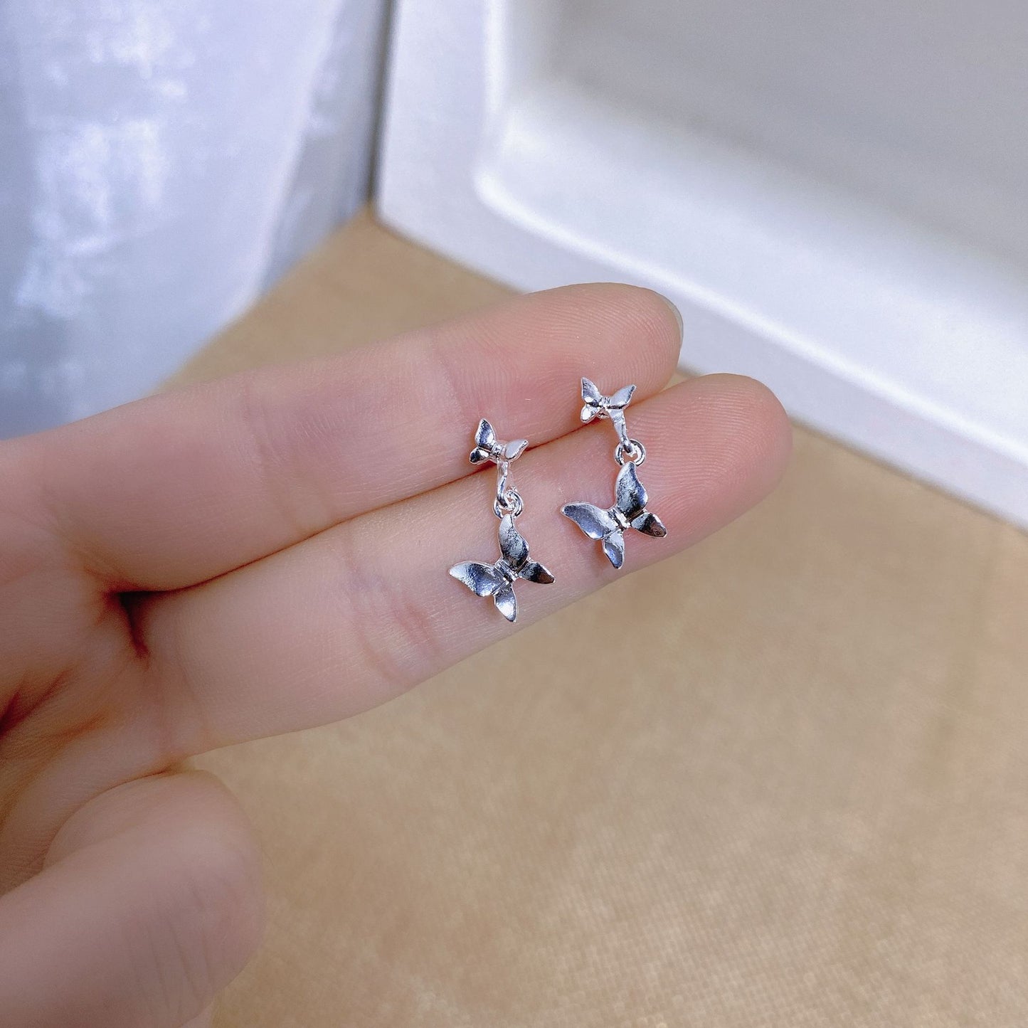 Simple Individually Packaged Exquisite Sier Bow Stud Earrings