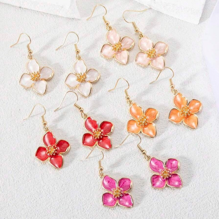 Women's Simple Design Glaze Flowers For Vacation Style Colorful Flower Ear Hook