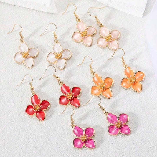 Women's Simple Design Glaze Flowers For Vacation Style Colorful Flower Ear Hook