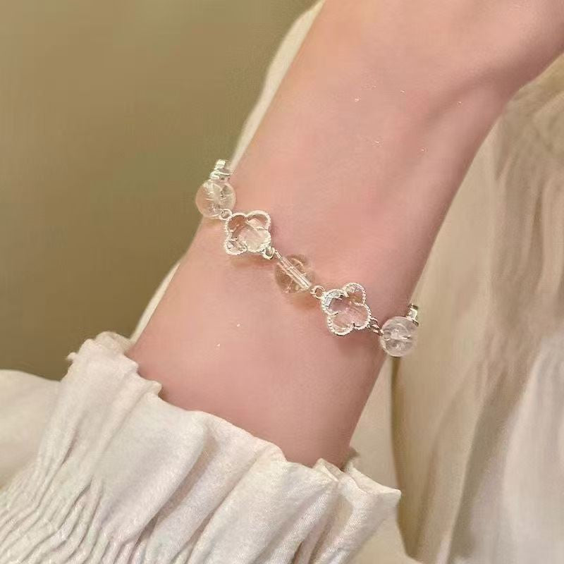 Cold Beaded Four-leaf Flower Style Niche Fashion Bracelet
