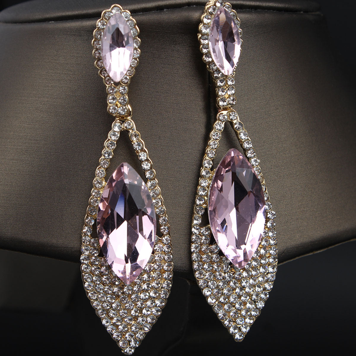 Exaggerated Glittering Crystal Gem Female Bride Earrings