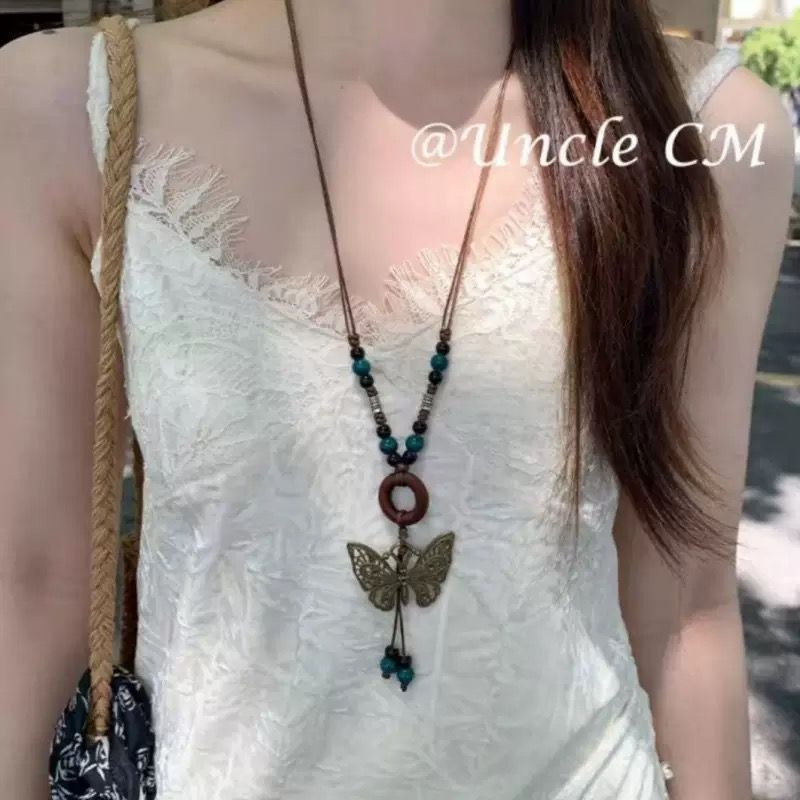 Butterfly Ethnic Ceramic Starfish Retro Collarbone Sweater Chain Pendants