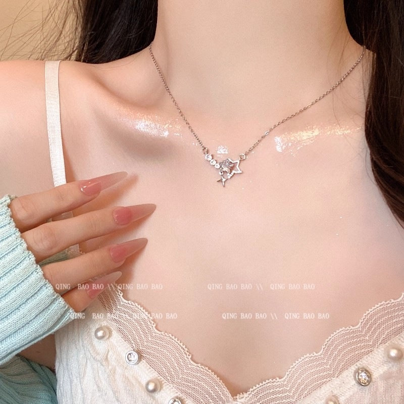 Super Shiny Full Zircon Starry Light Luxury Necklace