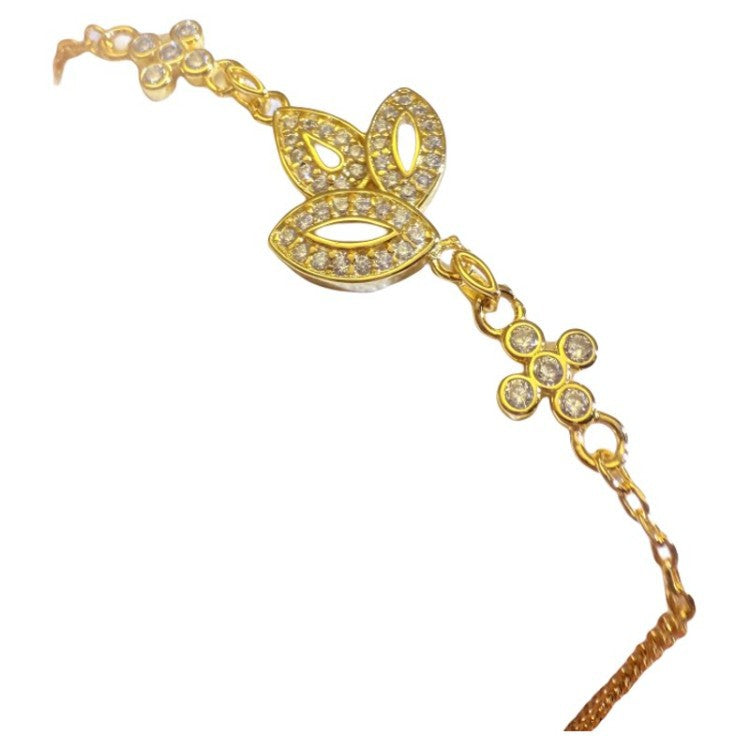 Women's V Gold Lucky Clover Full Diamond High-grade Bracelet