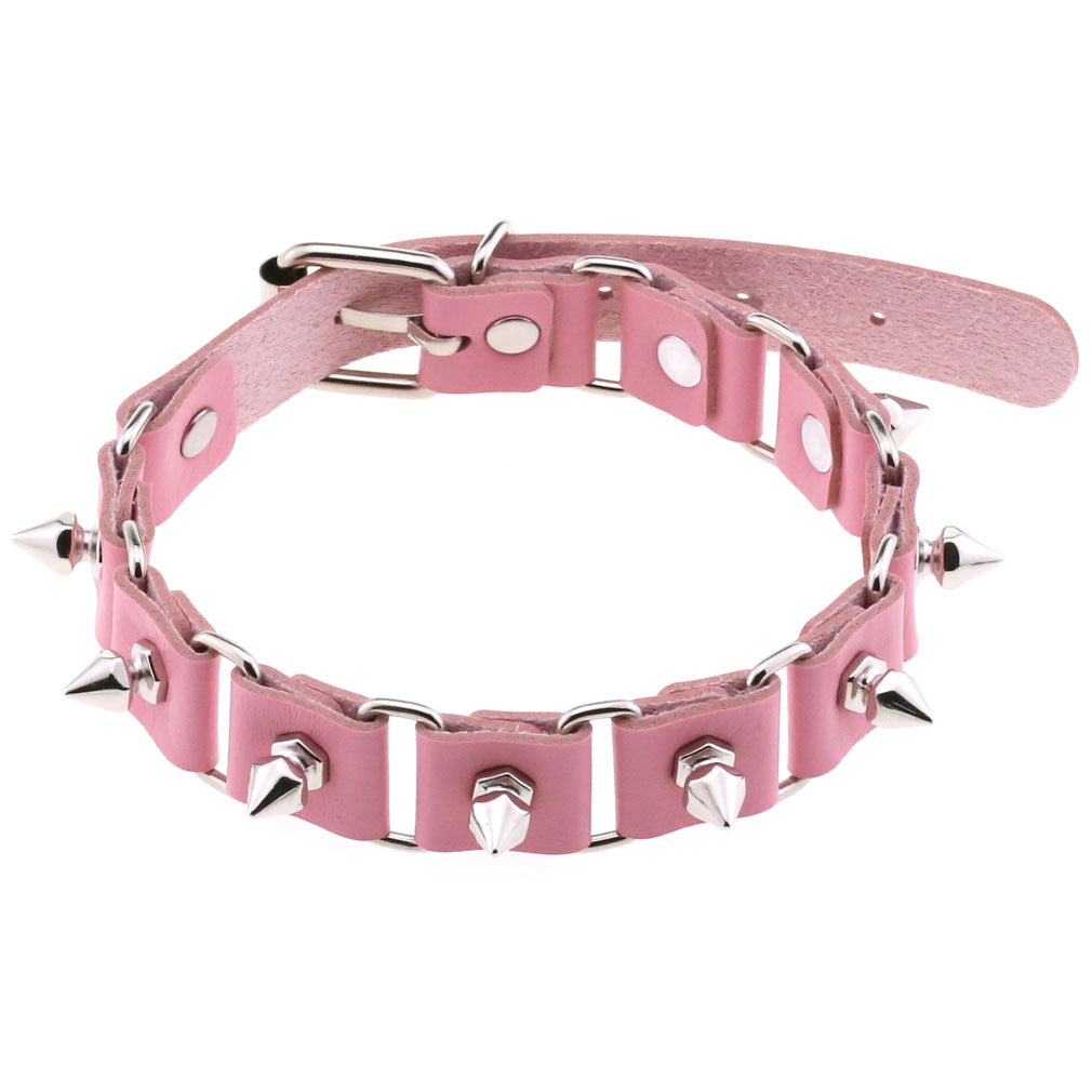 Gothic Elegant Stitching Neckband Personality Trend Buckle Spike Collar