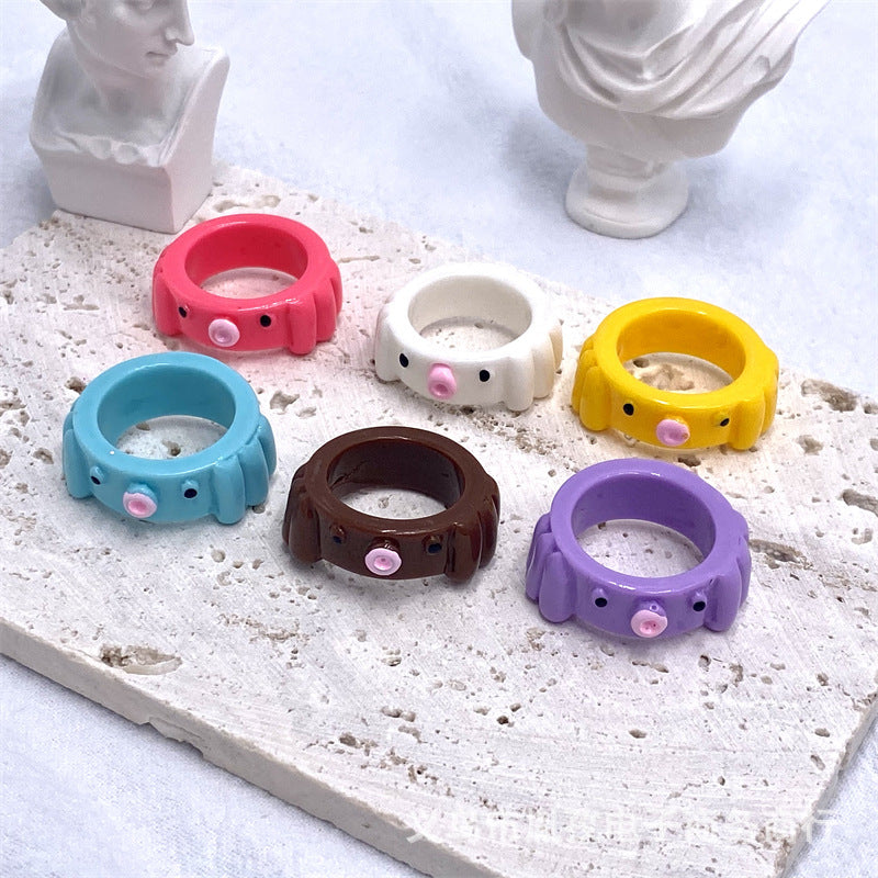 Octopus Resin Acrylic Macaron Color Cartoon Unique Rings