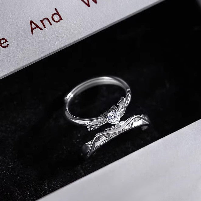 Women's & Men's Arrow Of Love Sterling Sier Pair Design Light Luxury Couple Ring