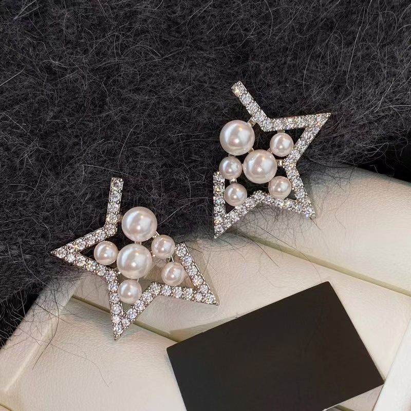 Light Luxury High Sense Inlaid Zircon Hollow Earrings