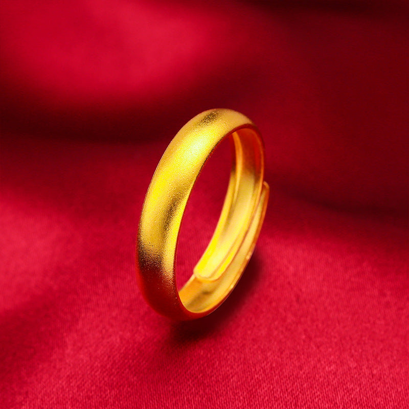 Women's & Men's European Coin Open Mouth Glossy Can Wear Couple Vietnam Placer Ring