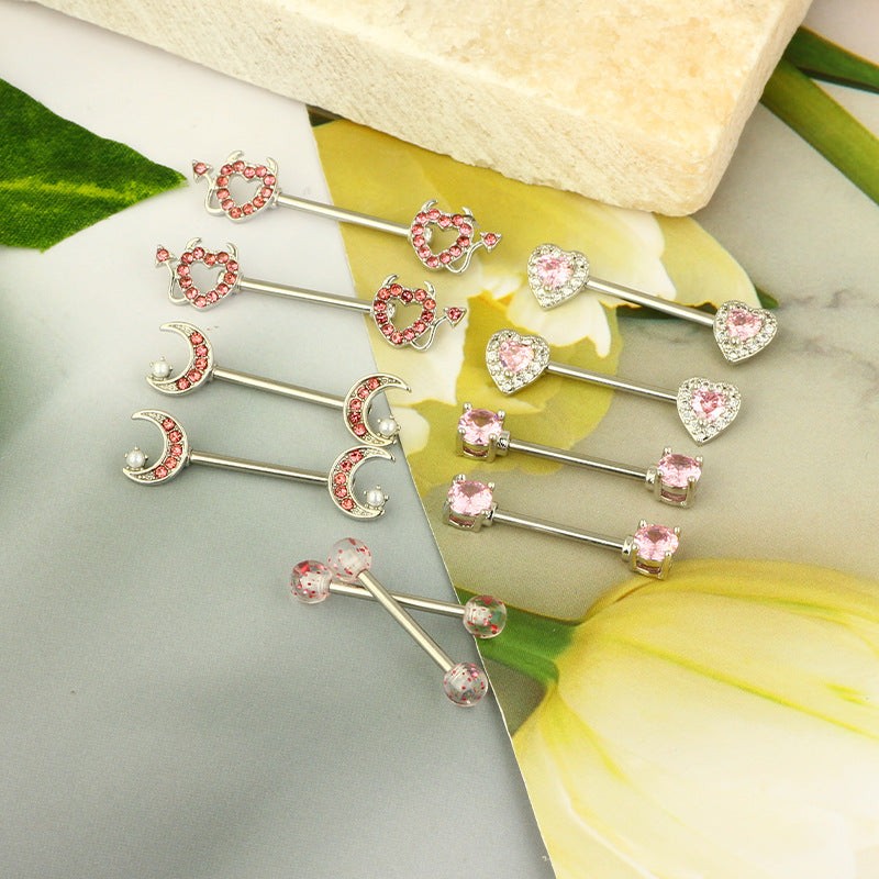 Series Nipple Heart-shaped Chest Stainless Steel Rings