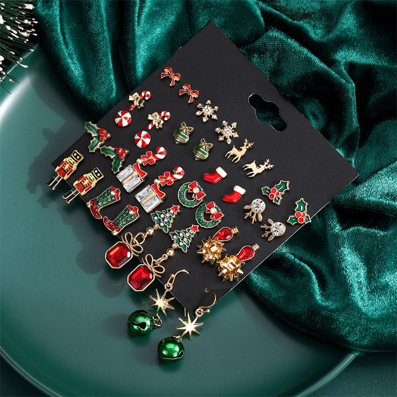 Small Ear Cartoon Christmas Snowman Gift Earrings