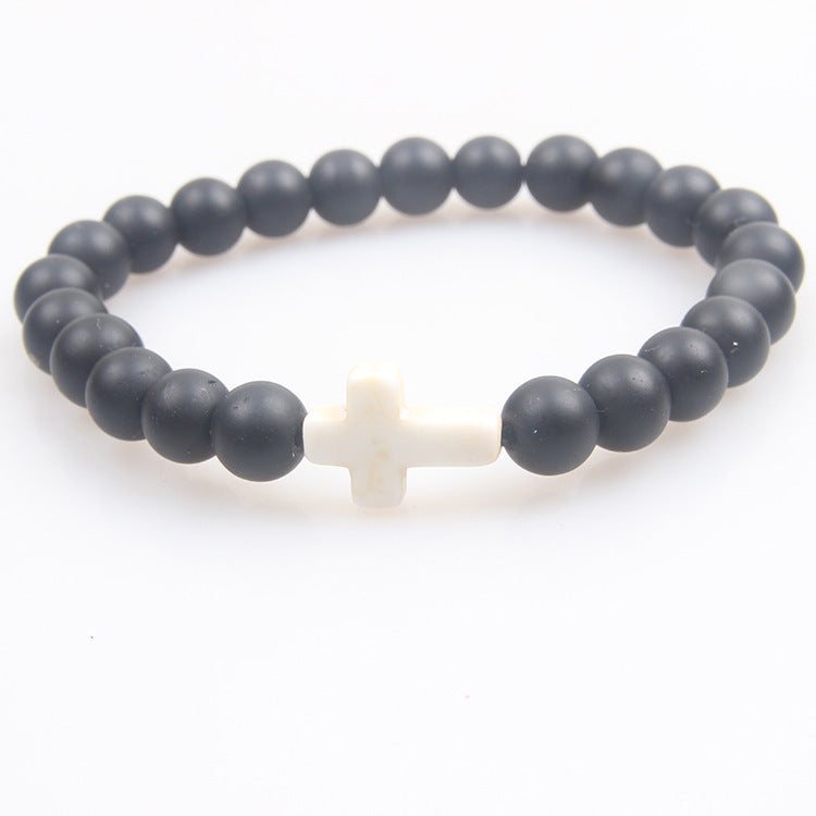 Women's & Men's Turquoise Cross Volcanic Rock Beaded Vintage Bracelet