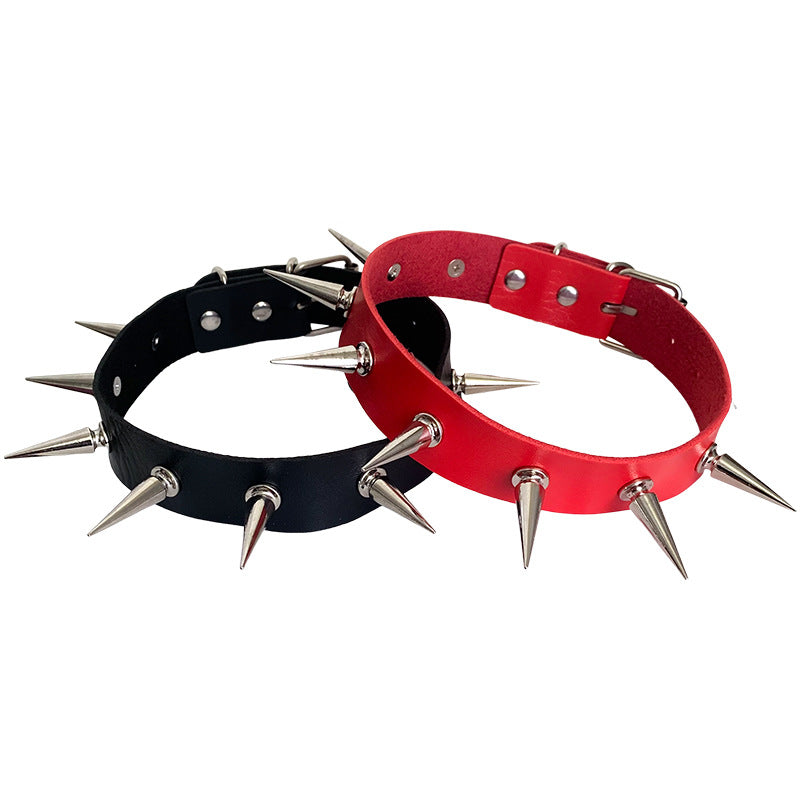 Punk Nightclub Long Pointed Rivet Short Personalized Collar