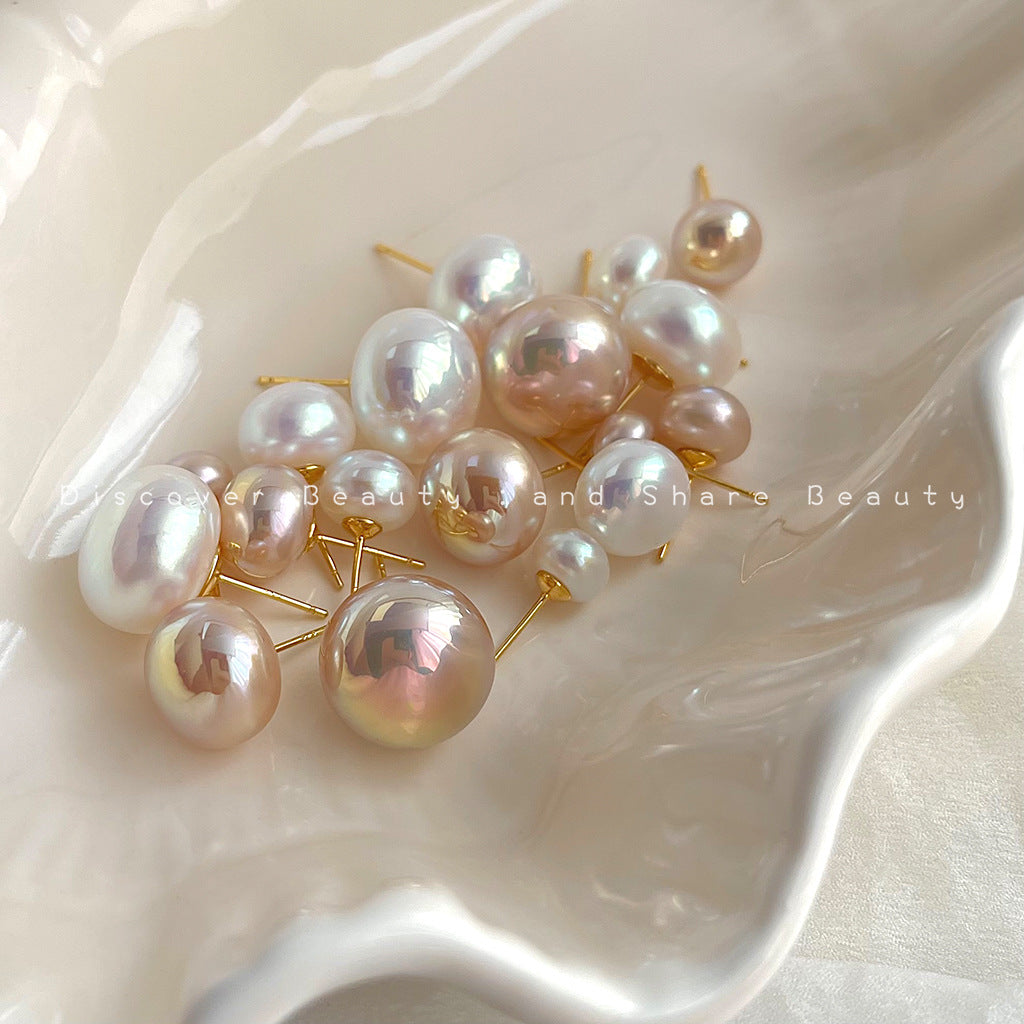 Entry Lux Style Steamed Bread Pearl Earrings