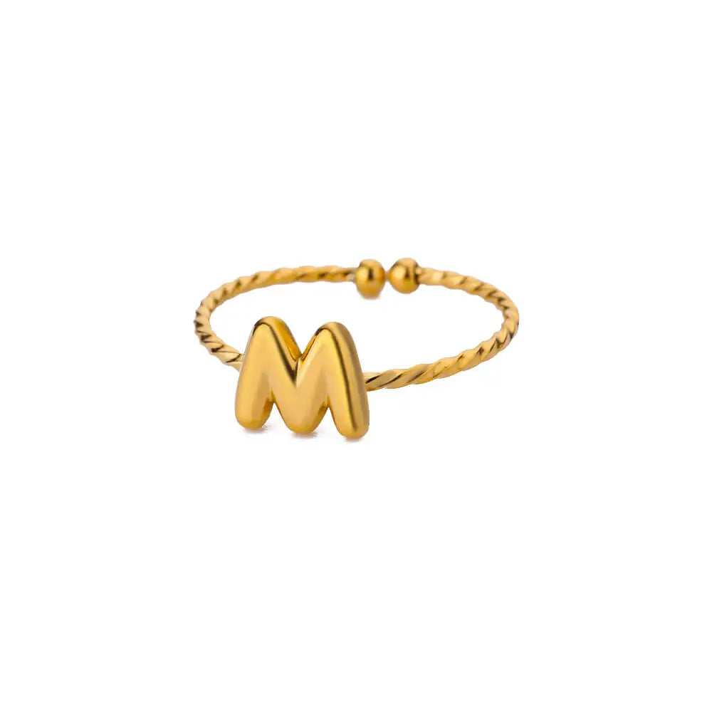 Stainless Steel Gold-plated English Letters Glossy Rings