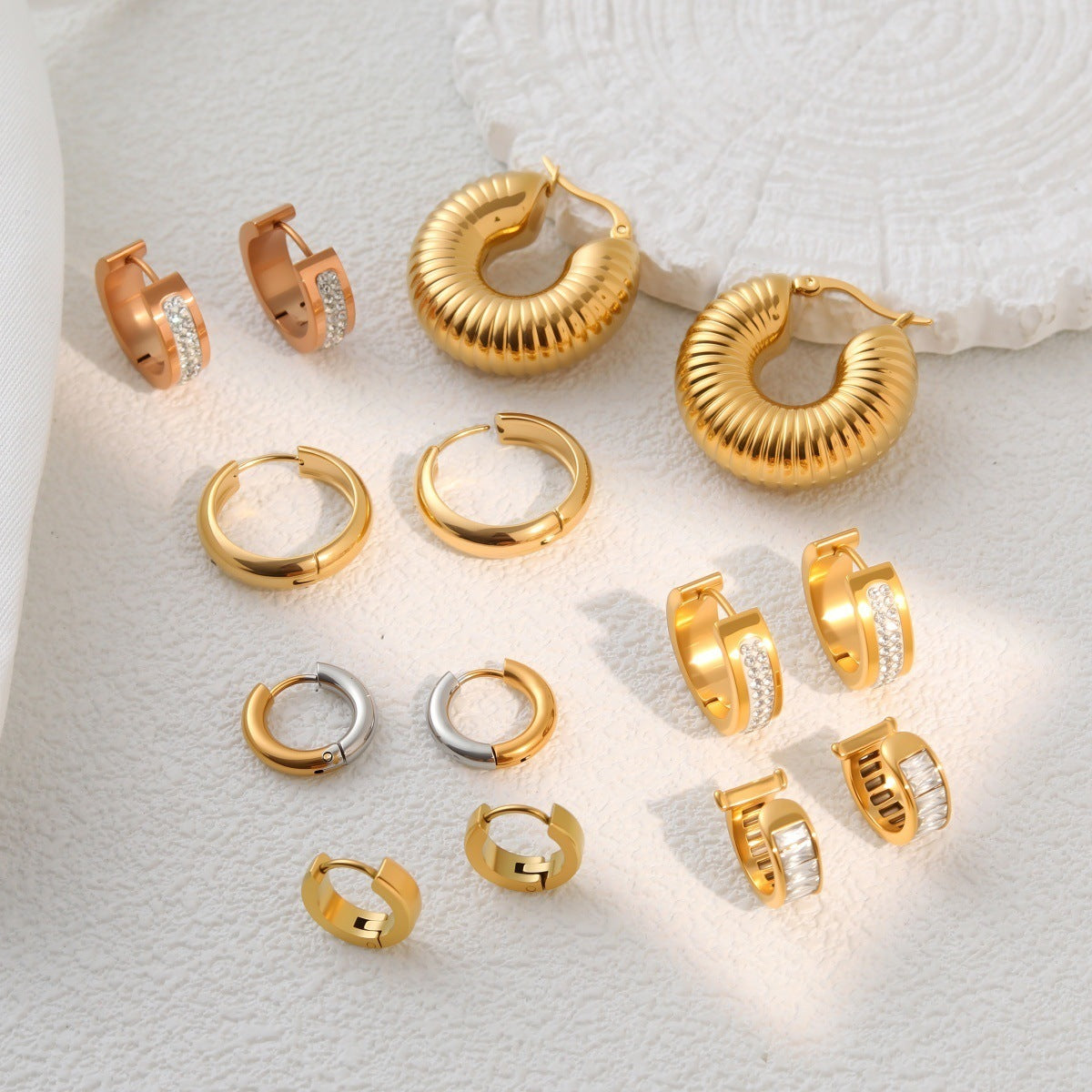 Stainless Steel Sweet Cool Style Geometric Metal Female Earrings
