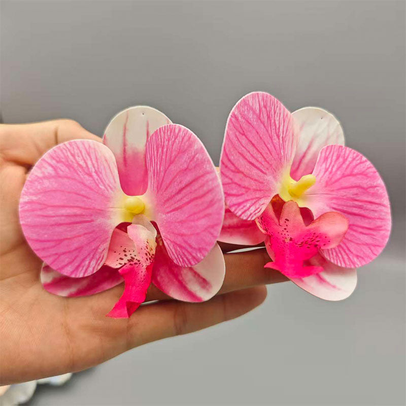 Women's Personalized Three-dimensional Phalaenopsis Flower Head Flowers Exaggerated High Sense Stud Earrings