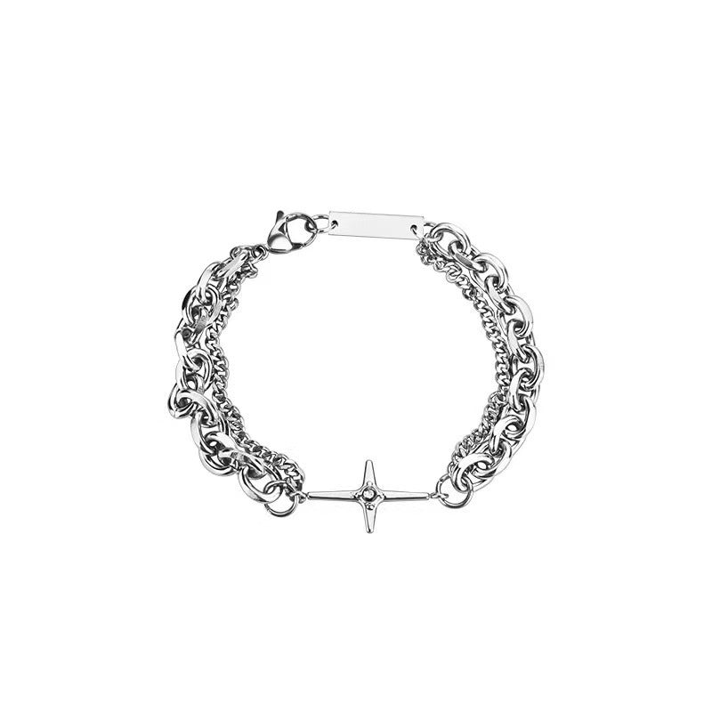 Women's & Men's Retro Titanium Steel Double Layer Asterism Design Bracelet