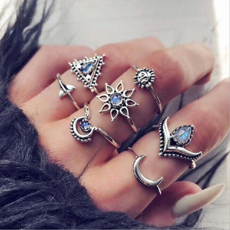 Combined Set Suit Bohemian Vacation Metal Rings