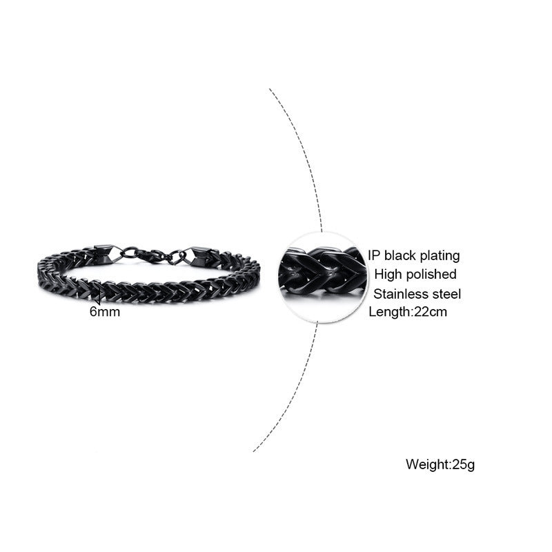Men's Steel Stainless Square Six-sided Grinding Chain Bracelets