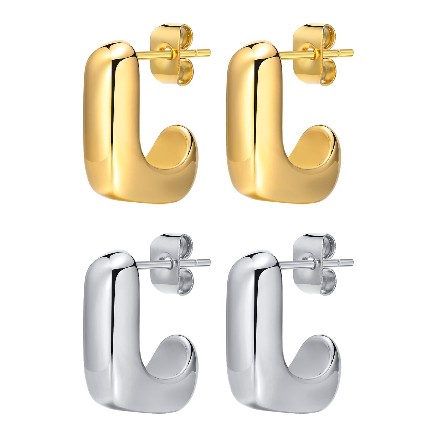Women's Stainless Steel Light Geometric Gold Color Earrings