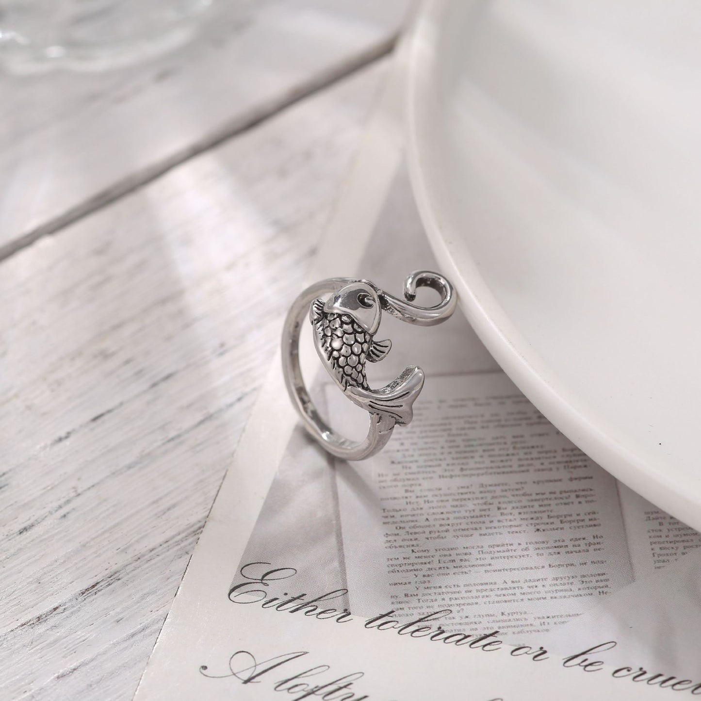 Men's Retro Trendy Sier Open Single Lucky Rings