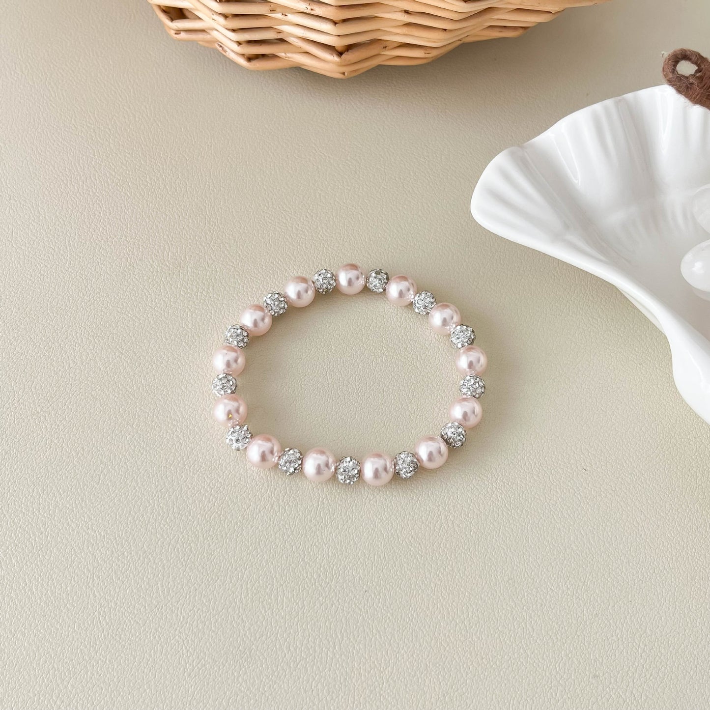 Wind Pearl Bow Water Drop Mud Diamond Interval Niche High Bracelet