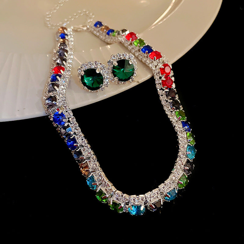 Diamond Geometric Suite Light Luxury Clavicle Jewelry Set