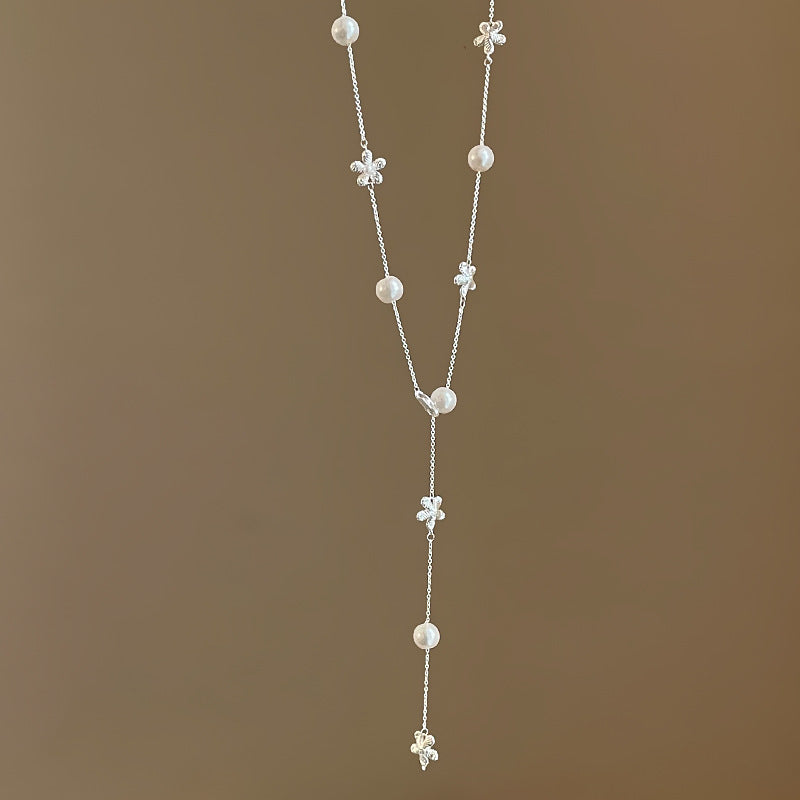 Women's Korean Style Pearl Flower Adjustable Simple Temperament Fashion Necklaces