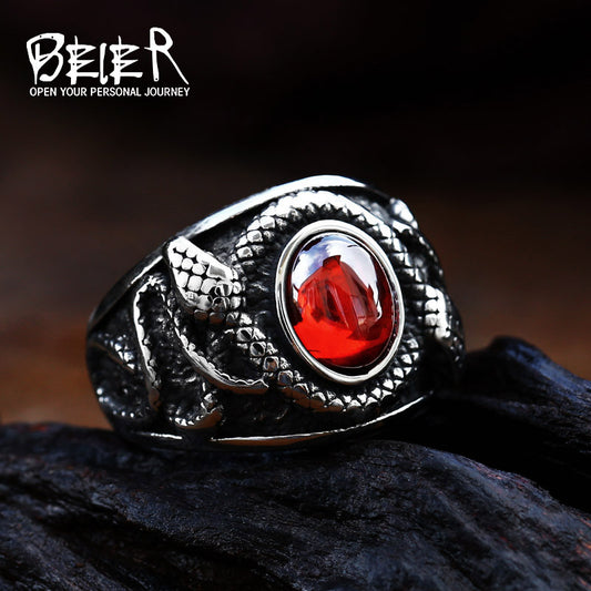 Men's Steel Inlaid Jewel Retro Personality Double-headed Rings