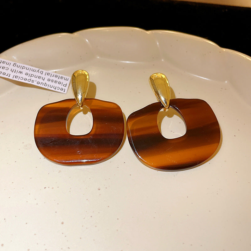 Women's Needle Geometric Irregular Resin Fashionable Retro Earrings