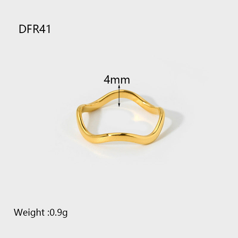 Wind Design Stainless Steel Wavy Tail Gold Shank Rings