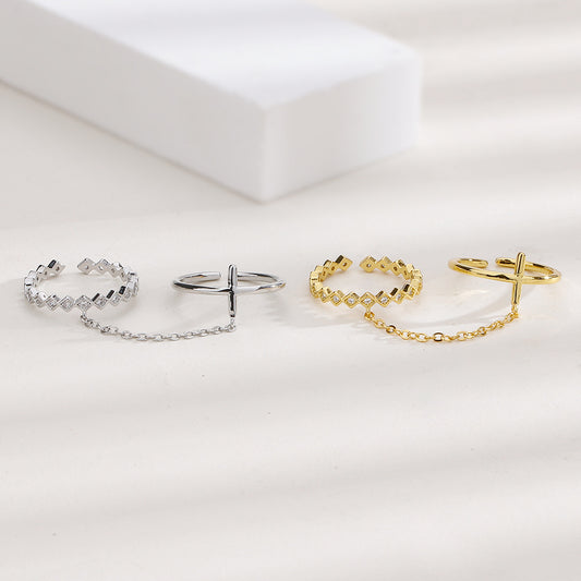Cat Ning One-piece Geometric Double Female Rings