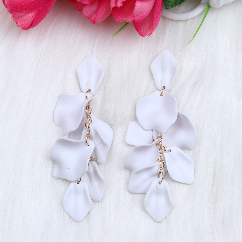 Women's Fashion Personality Tassel Petals Candy Color Design Earrings