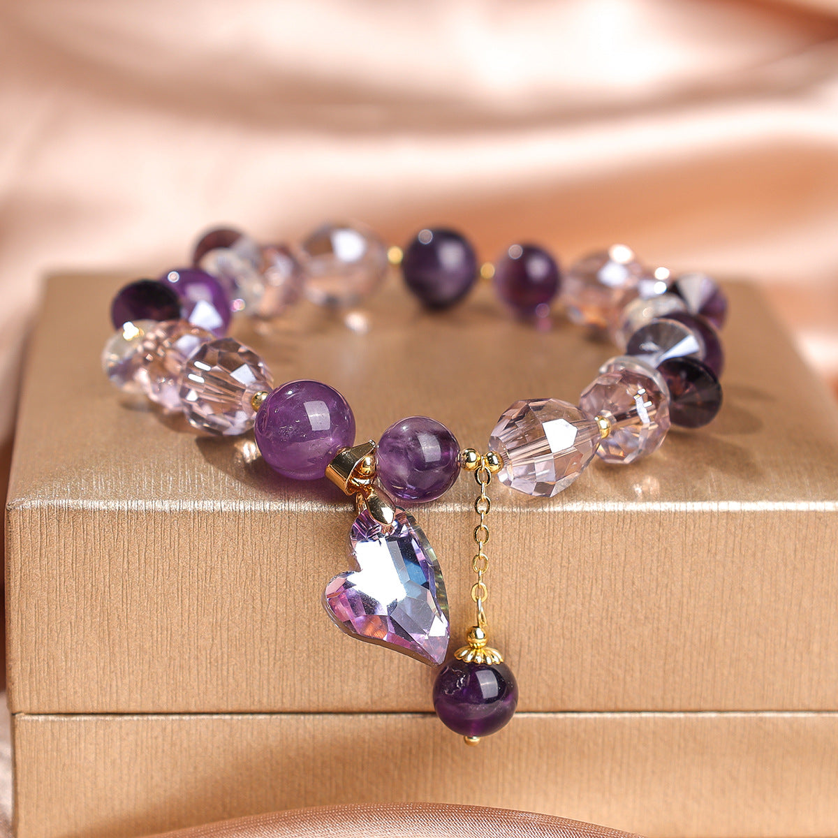 Women's Natural Amethyst Beaded For Mild Luxury Retro Bracelet