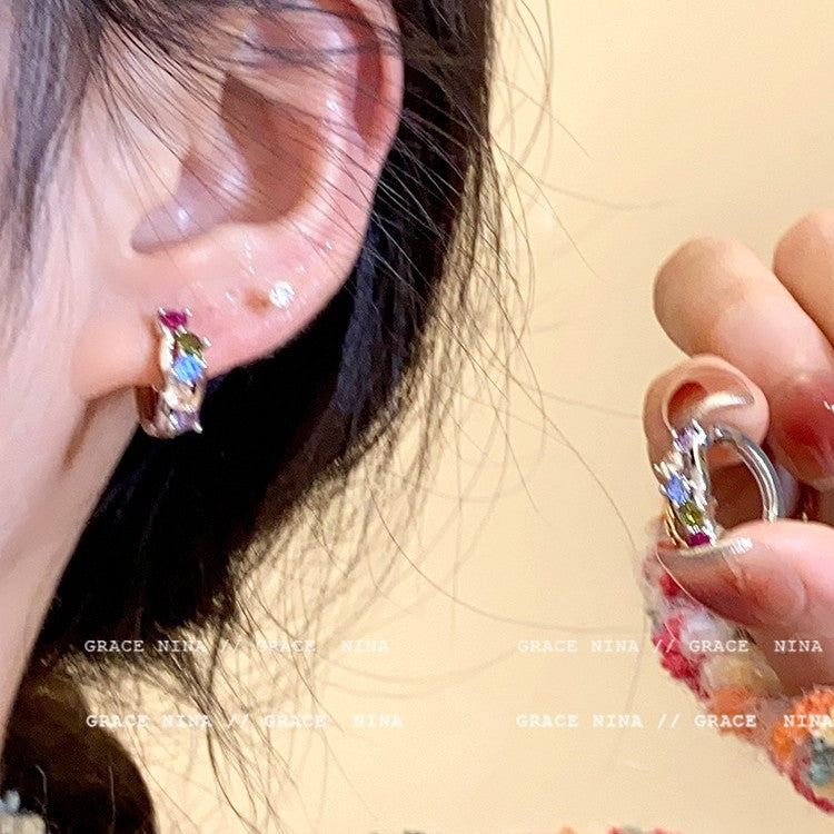 Millennium Hot Colorful Zircon Small Delicate Ear Western Style Female Stud Earrings