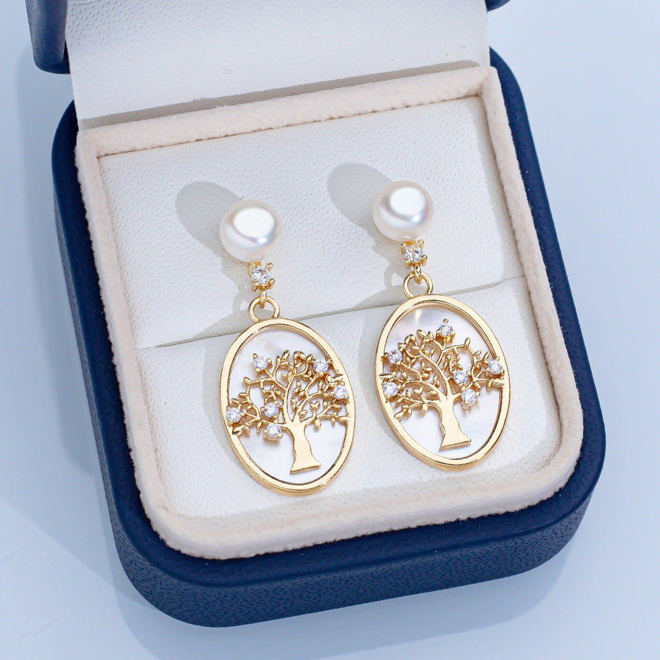 Freshwater Pearl Ear Sier Needle Light Luxury High-grade Fritillary Earrings