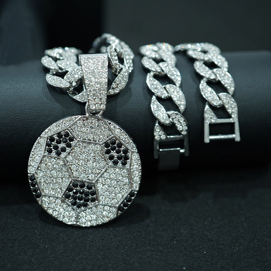 Men's World Cup Full Diamond Football Alloy Necklaces