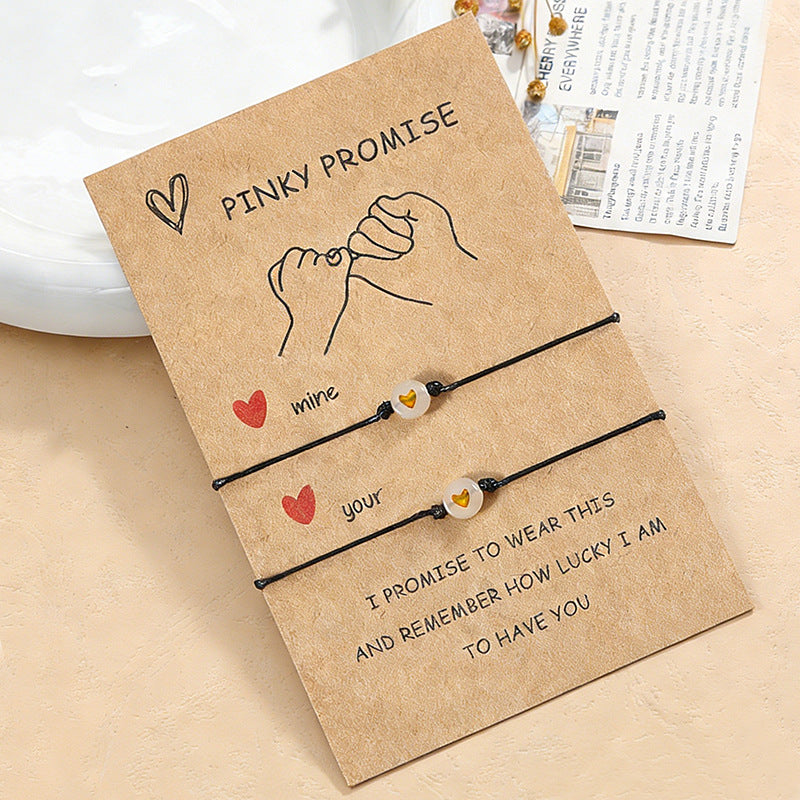 Lucky Beads Friendship Couple Drag Hook Card Adjustable Carrying Bracelet
