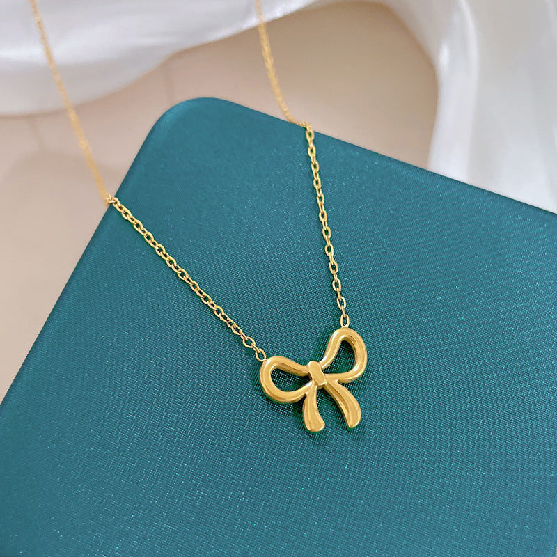 Body Titanium Steel Mori Style Bowknot Necklaces