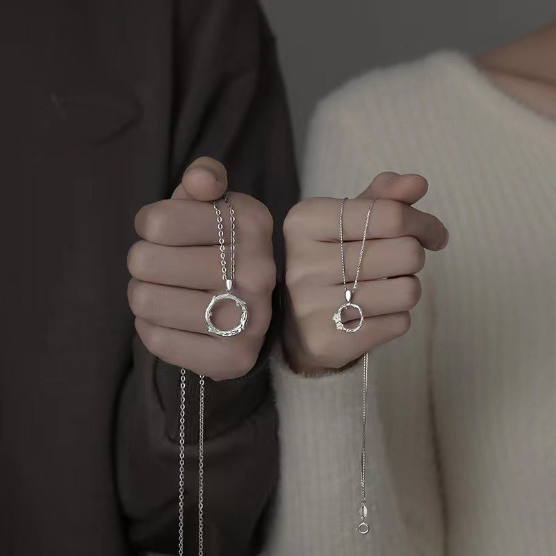 Myosotis Couple Pair Niche High Sense Thorn Flower Clavicle Chain Necklace