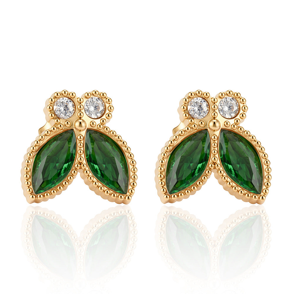 Women's Elegant Fashion Butterfly Inlaid Zircon Stainless Steel Gold Plated Pendants