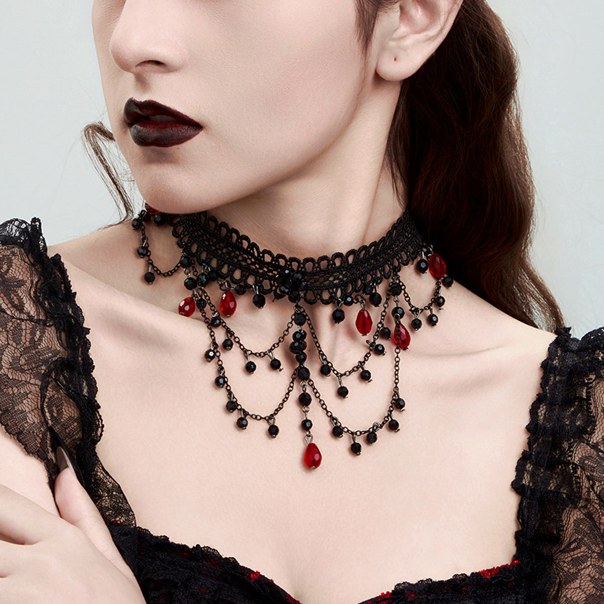 Love Blood Drop Dark Crystal Beads Necklaces