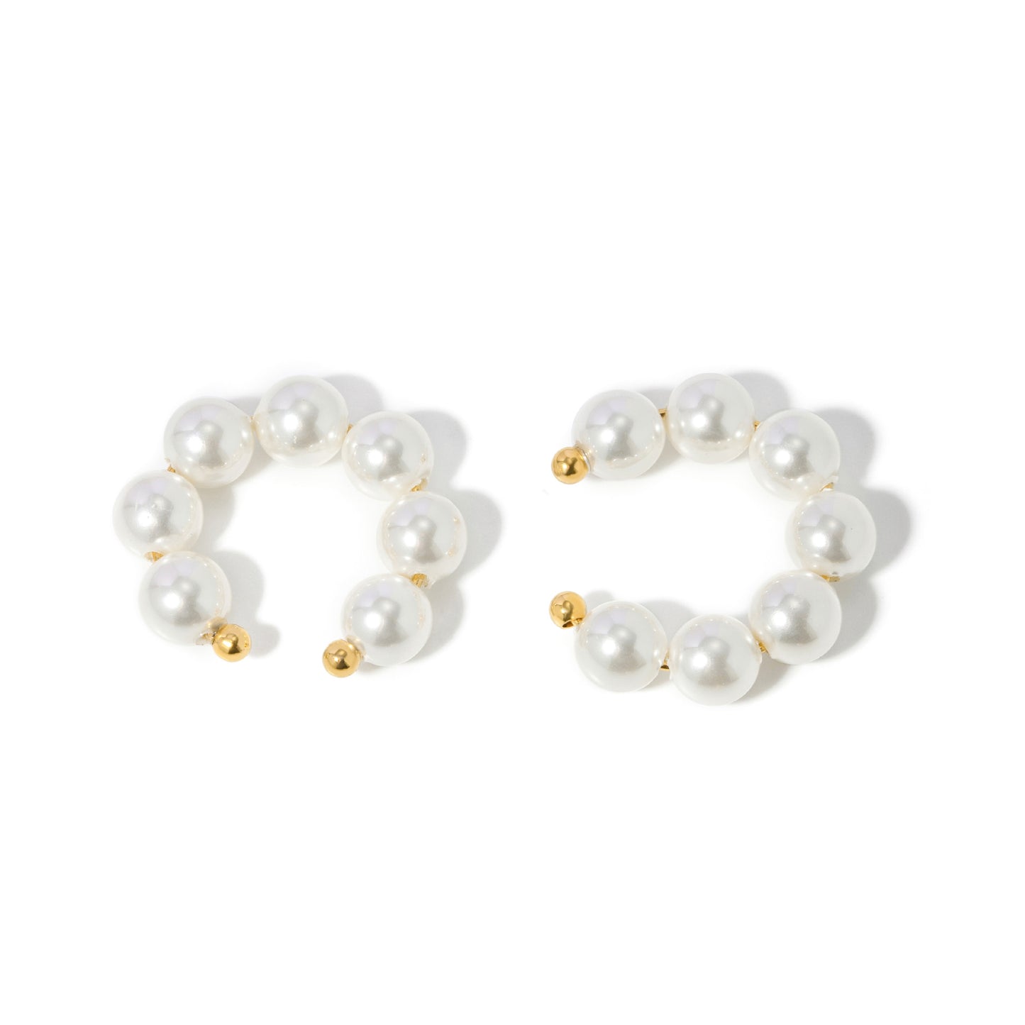 Elegant Gold Stainless Steel Large Pearl Ear Clip Rings