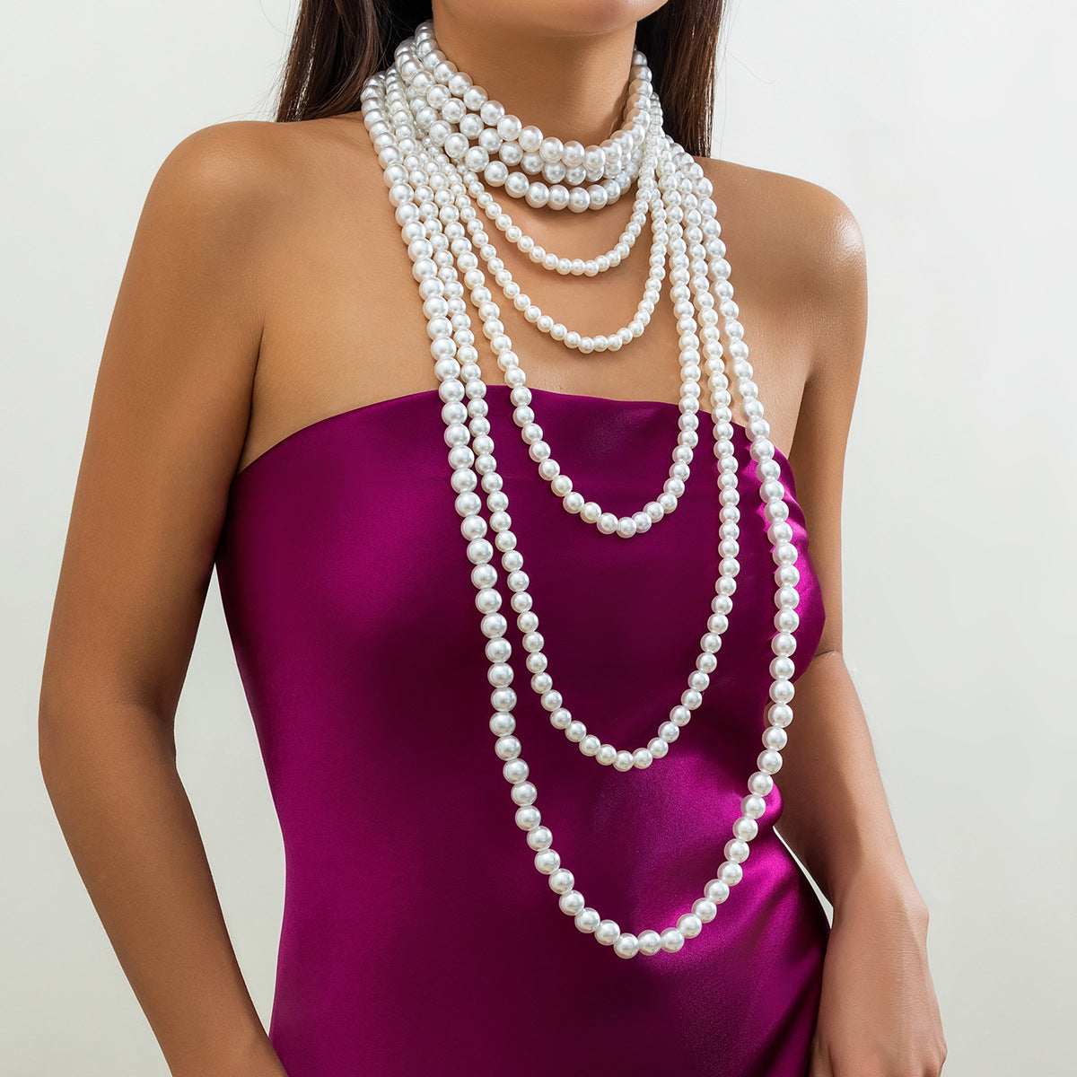 Women's Imitation Pearl Elegant Baroque Size Beaded Necklaces